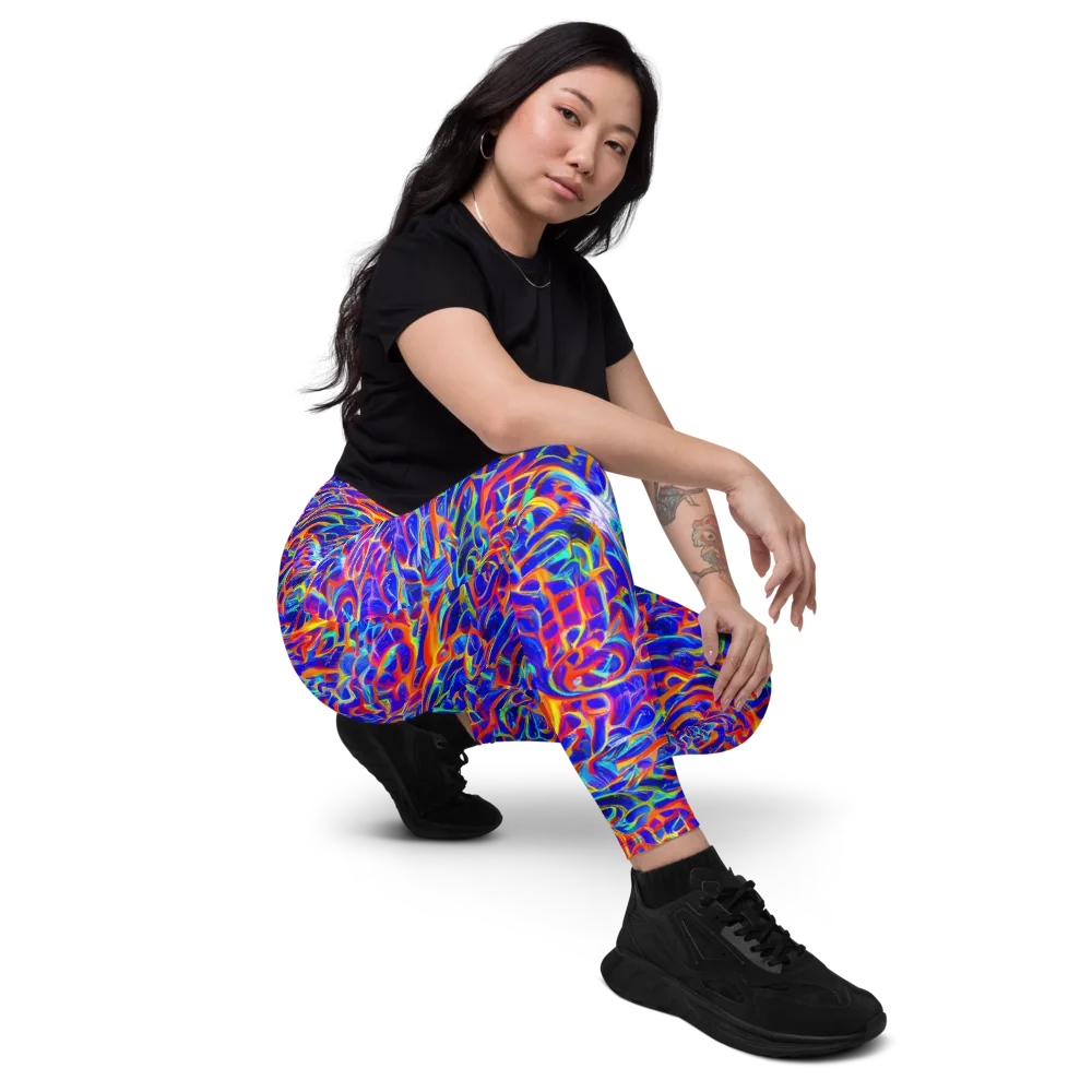 Fluorescent Fury on Leggings with Pockets — Right Front