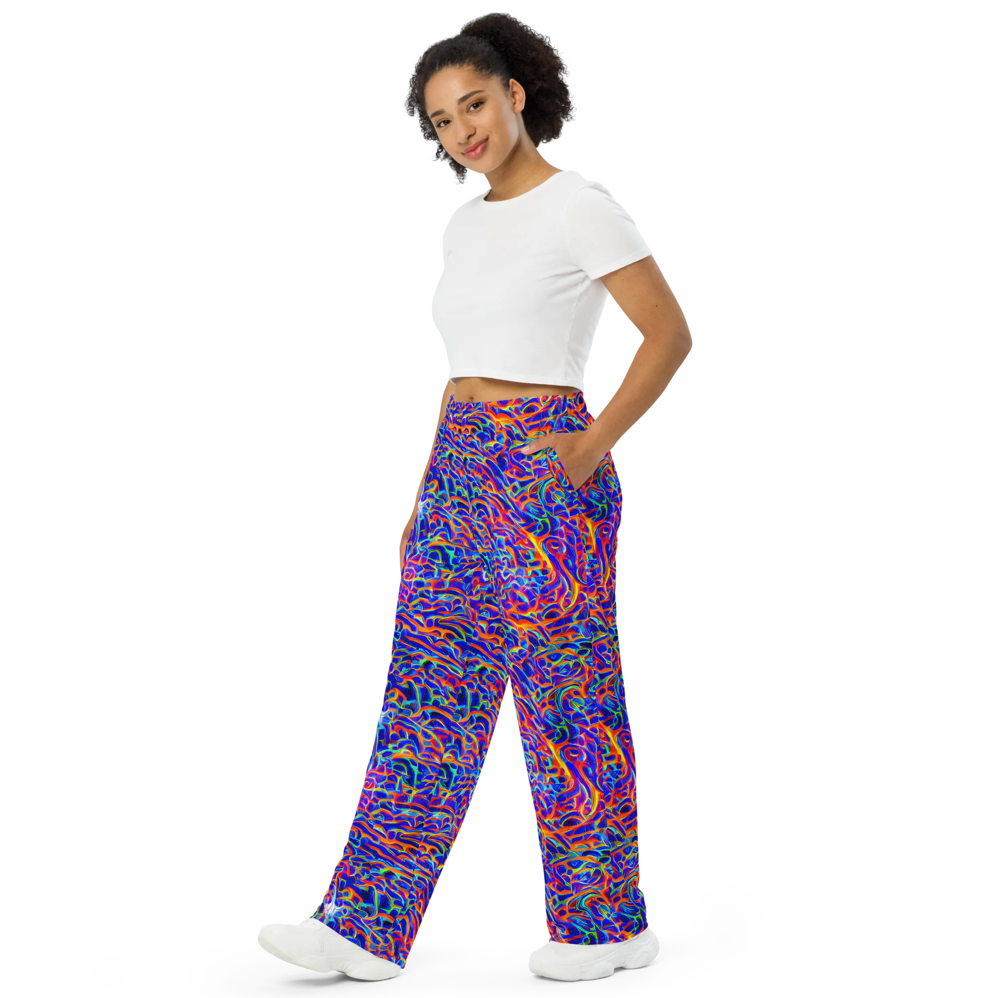 Fluorescent Fury on Wide-Leg Pants — Left Front