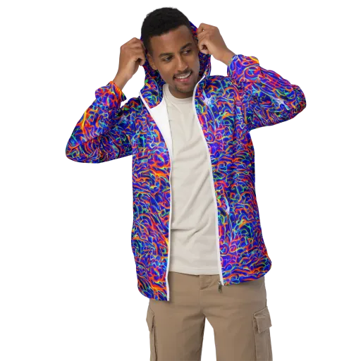 Fluorescent Fury on a Men's Windbreaker
