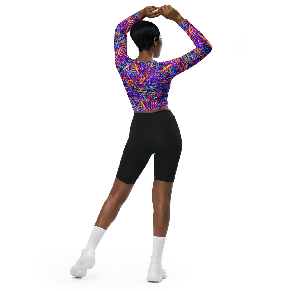 Fluorescent Fury on Long Sleeve Crop Top — Back