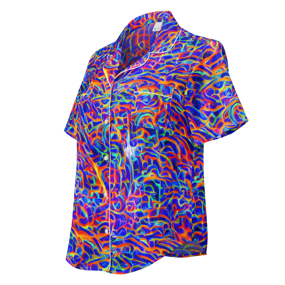 Fluorescent Fury on Women's Short Sleeve Pajama Top — Left Front
