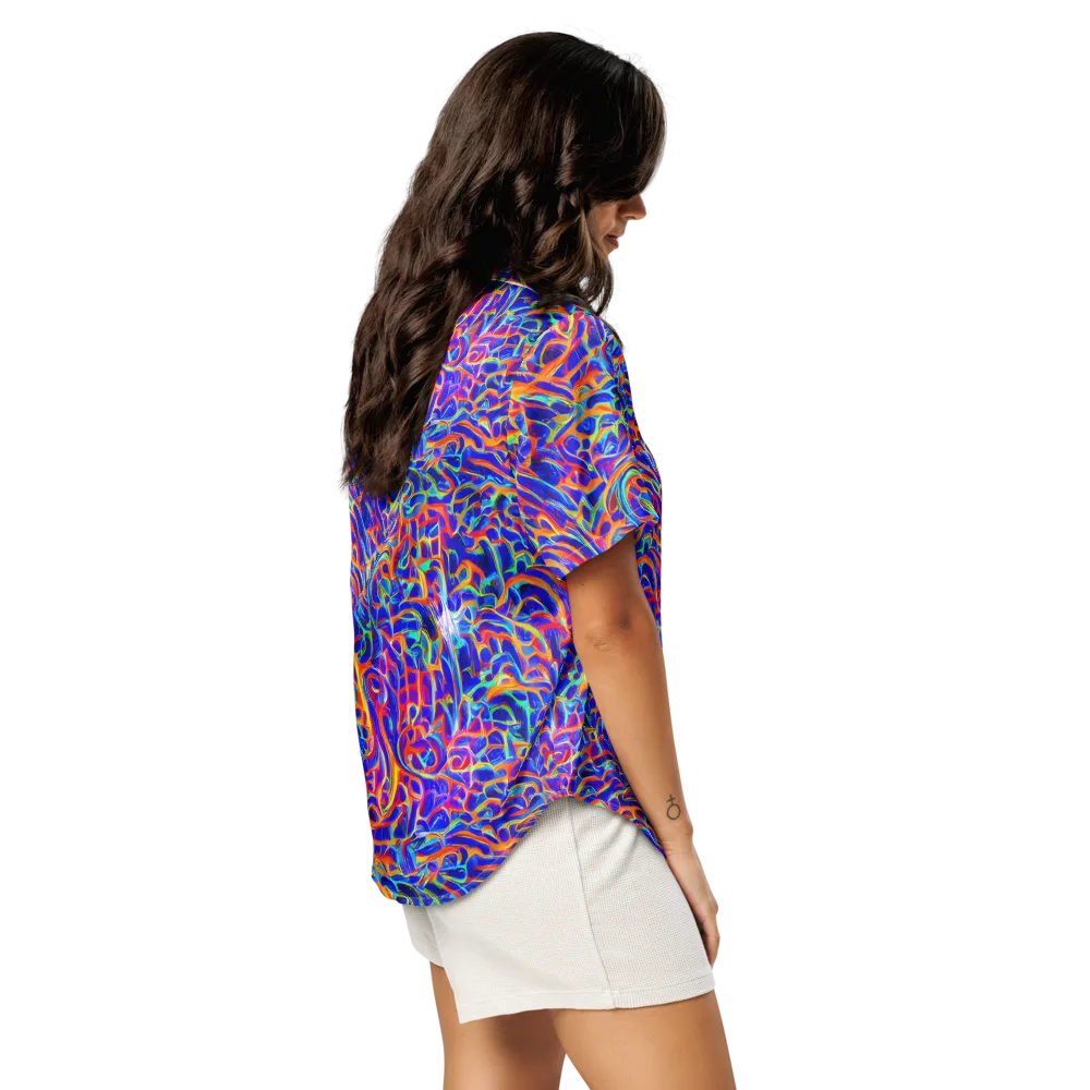 Fluorescent Fury on Women's Short Sleeve Pajama Top — Right Back