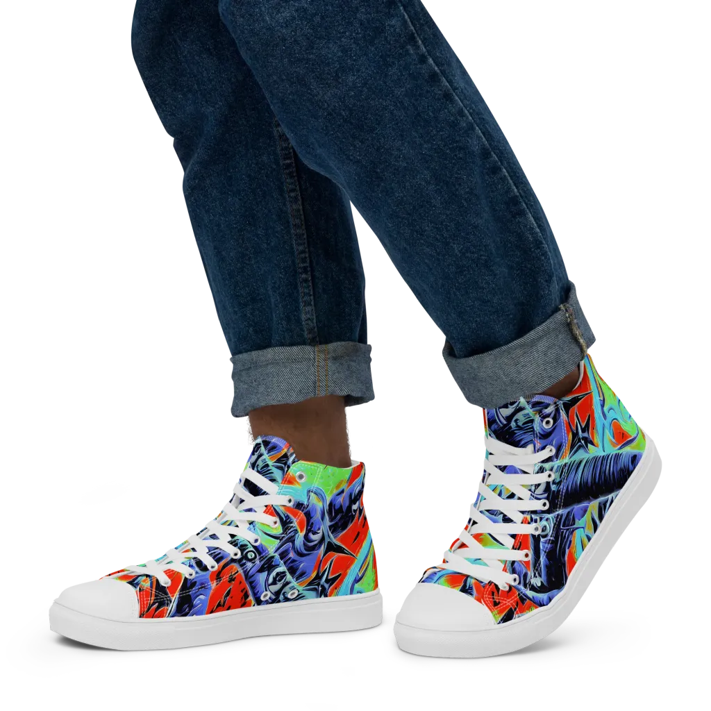 The Electric Wild on Men's High Top Canvas Shoes — Left