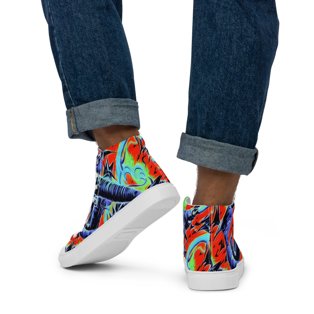 The Electric Wild on Men's High Top Canvas Shoes — Back