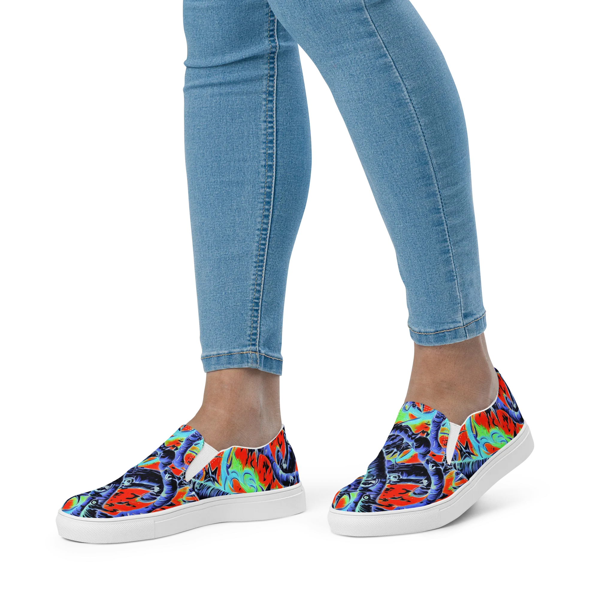 The Electric Wild on Women's Slip-On Canvas Shoes — Front