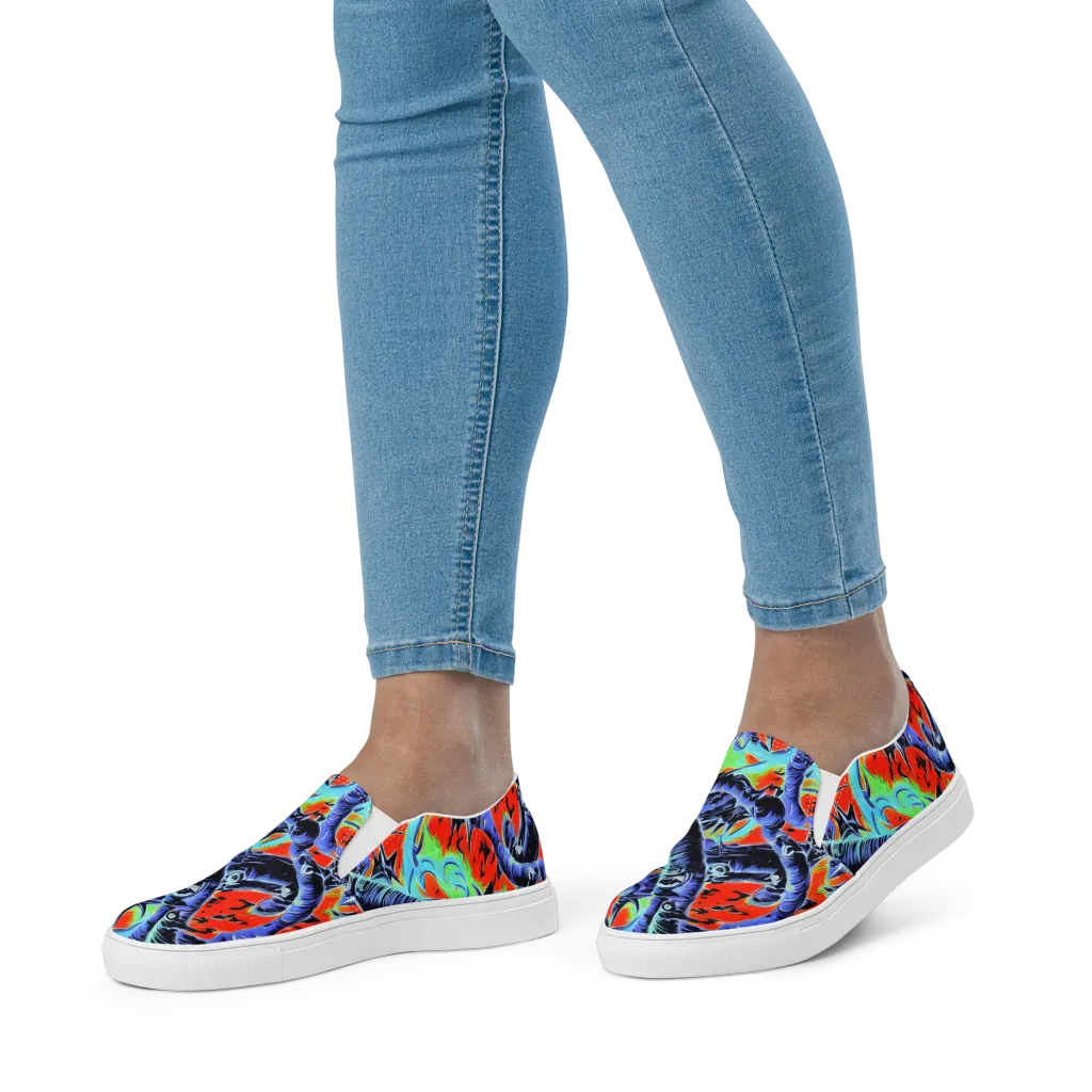 The Electric Wild on Women's Slip-On Canvas Shoes — Front