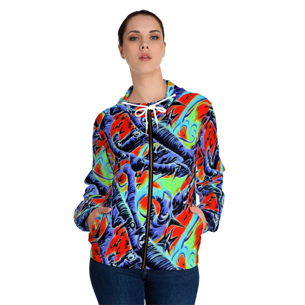 The Electric Wild on Women's Full-Zip Hoodie — Front On Person