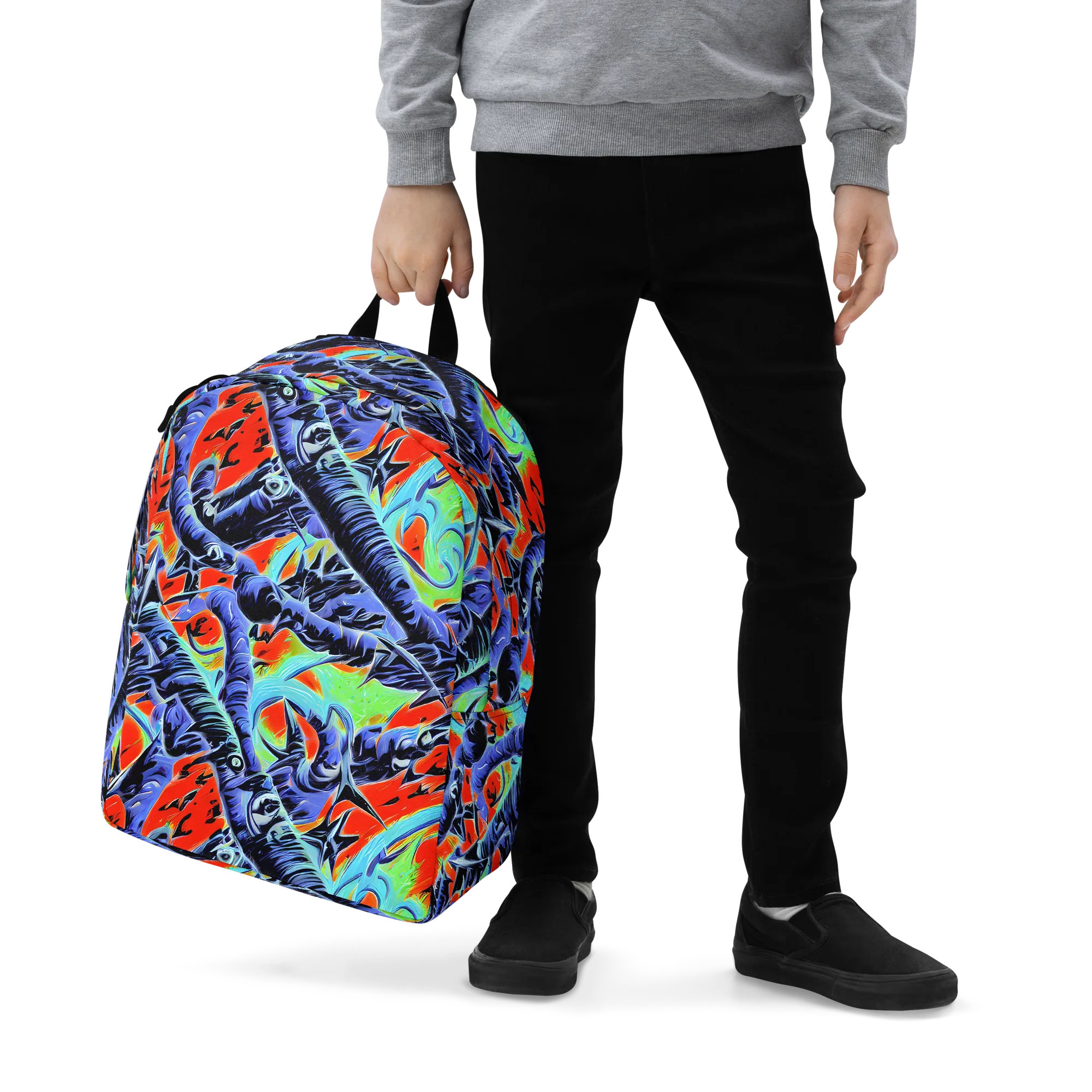 The Electric Wild on Minimalist Backpack — Zoomed-in