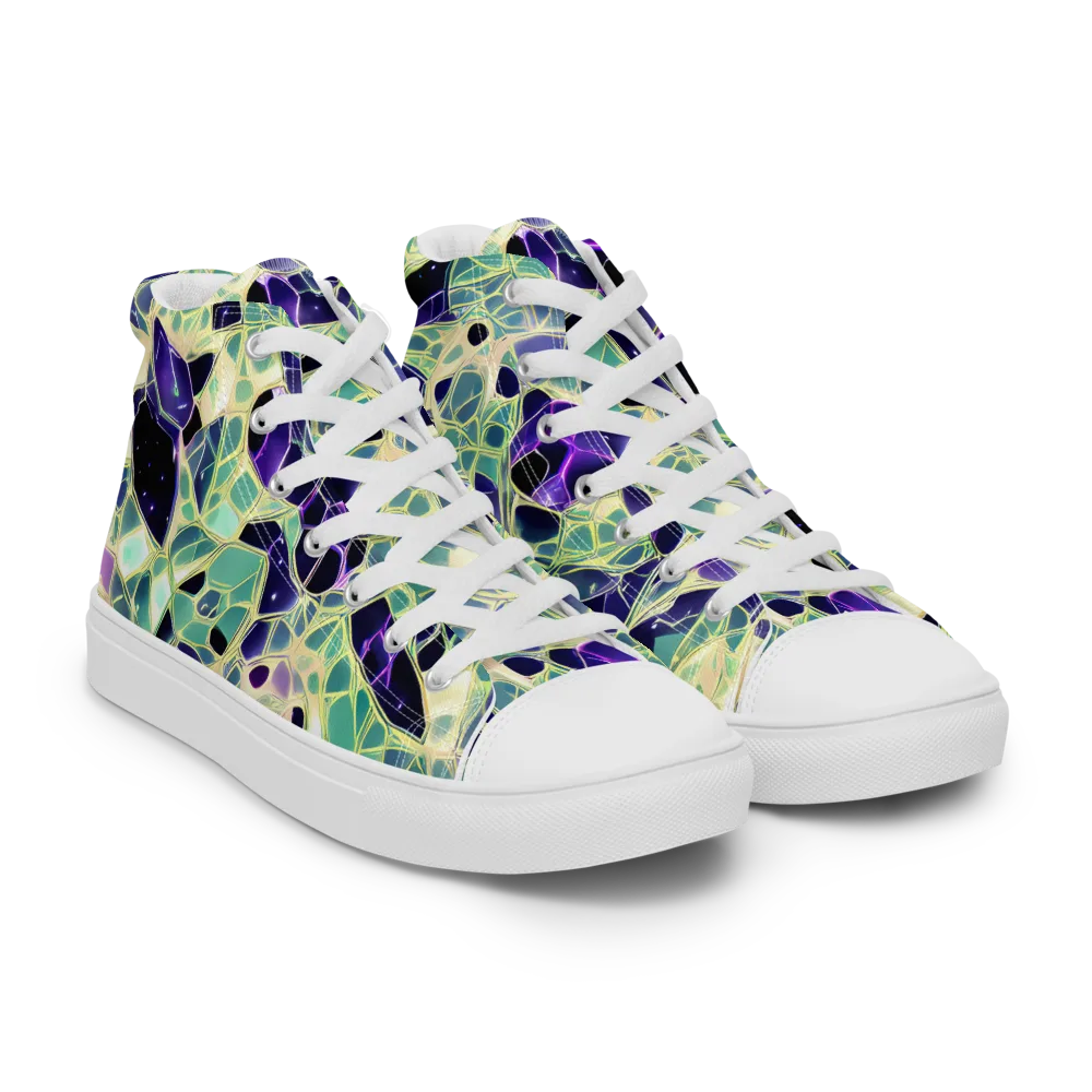 Midnight Membrane on Men's High Top Canvas Shoes — Right Front