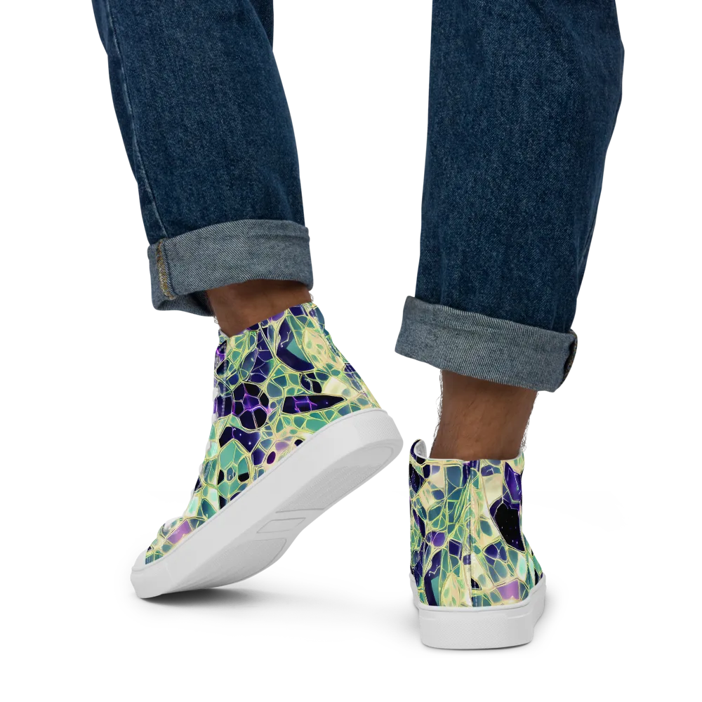 Midnight Membrane on Men's High Top Canvas Shoes — Back