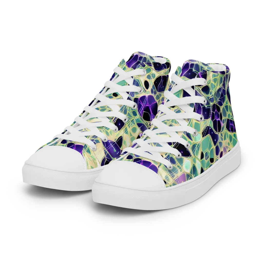 Midnight Membrane on Women's High Top Canvas Shoes — Left Front