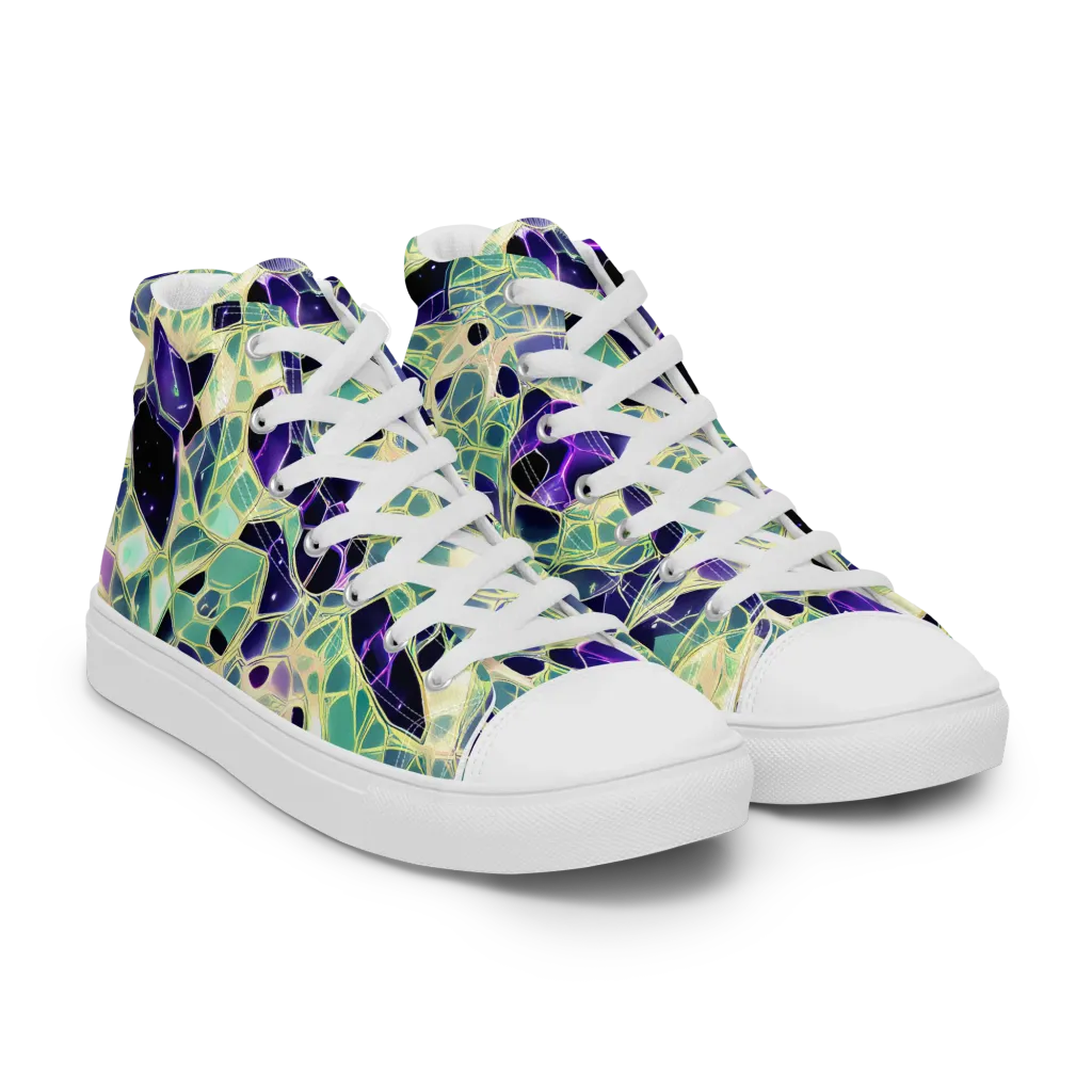 Midnight Membrane on Women's High Top Canvas Shoes — Right Front