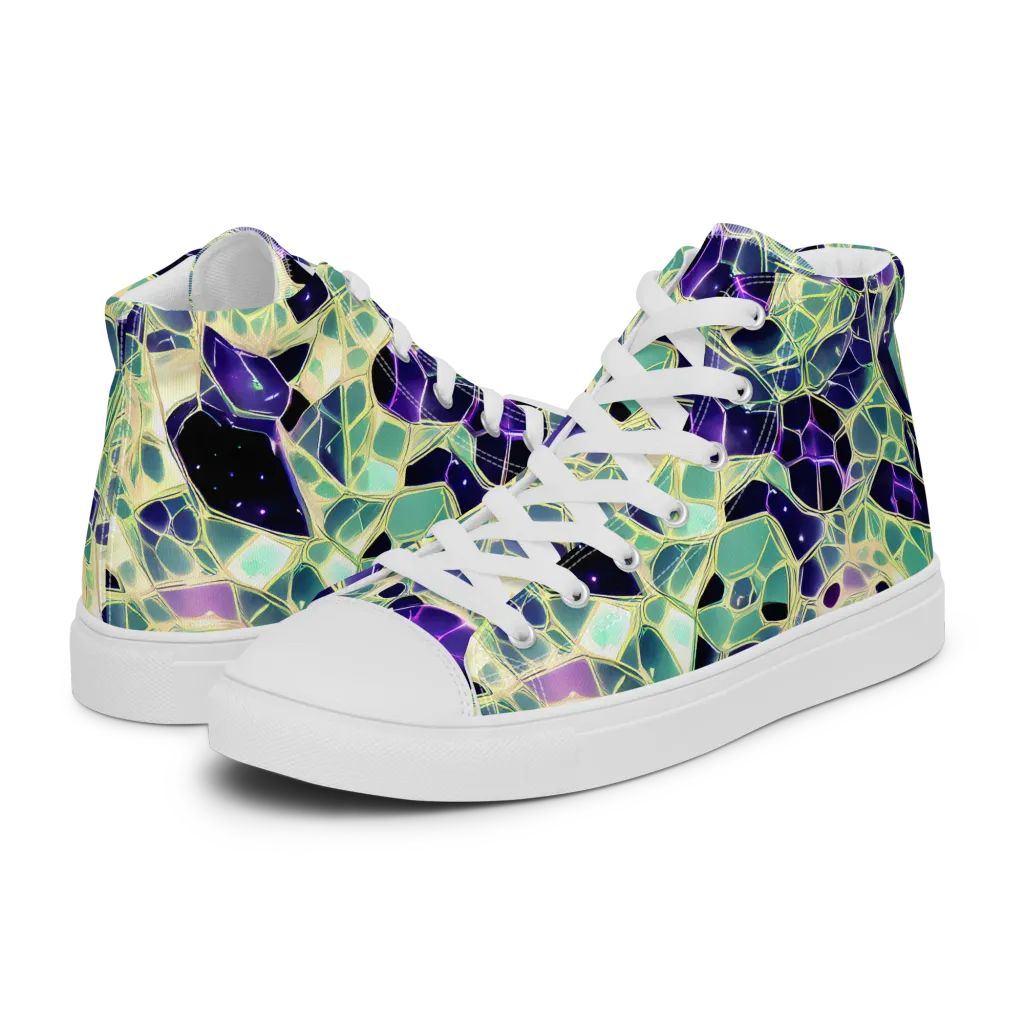 Midnight Membrane on Women's High Top Canvas Shoes — Left