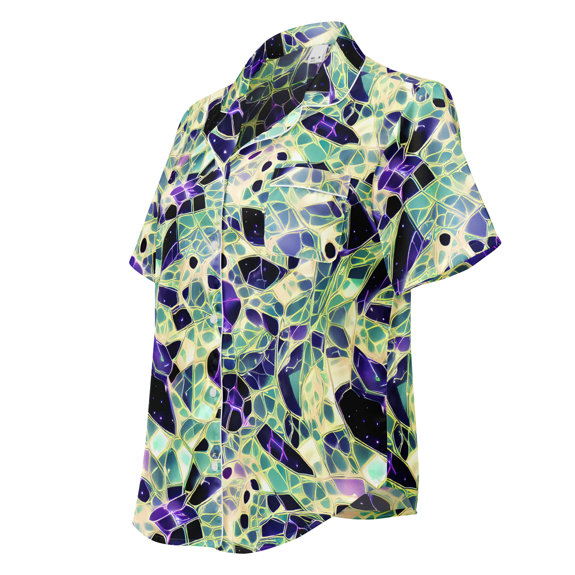 Midnight Membrane on Women's Short Sleeve Pajama Top — Left Front