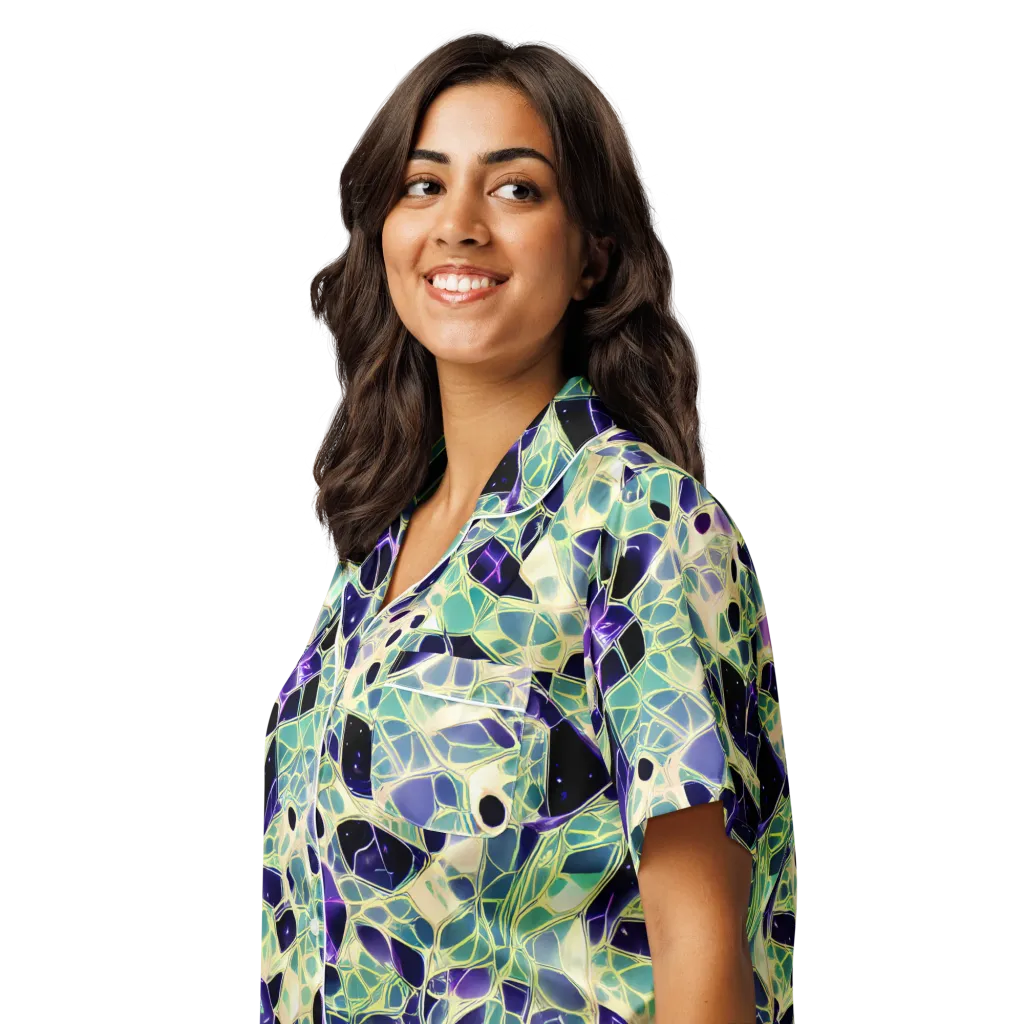 Midnight Membrane on Women's Short Sleeve Pajama Top — Left Front