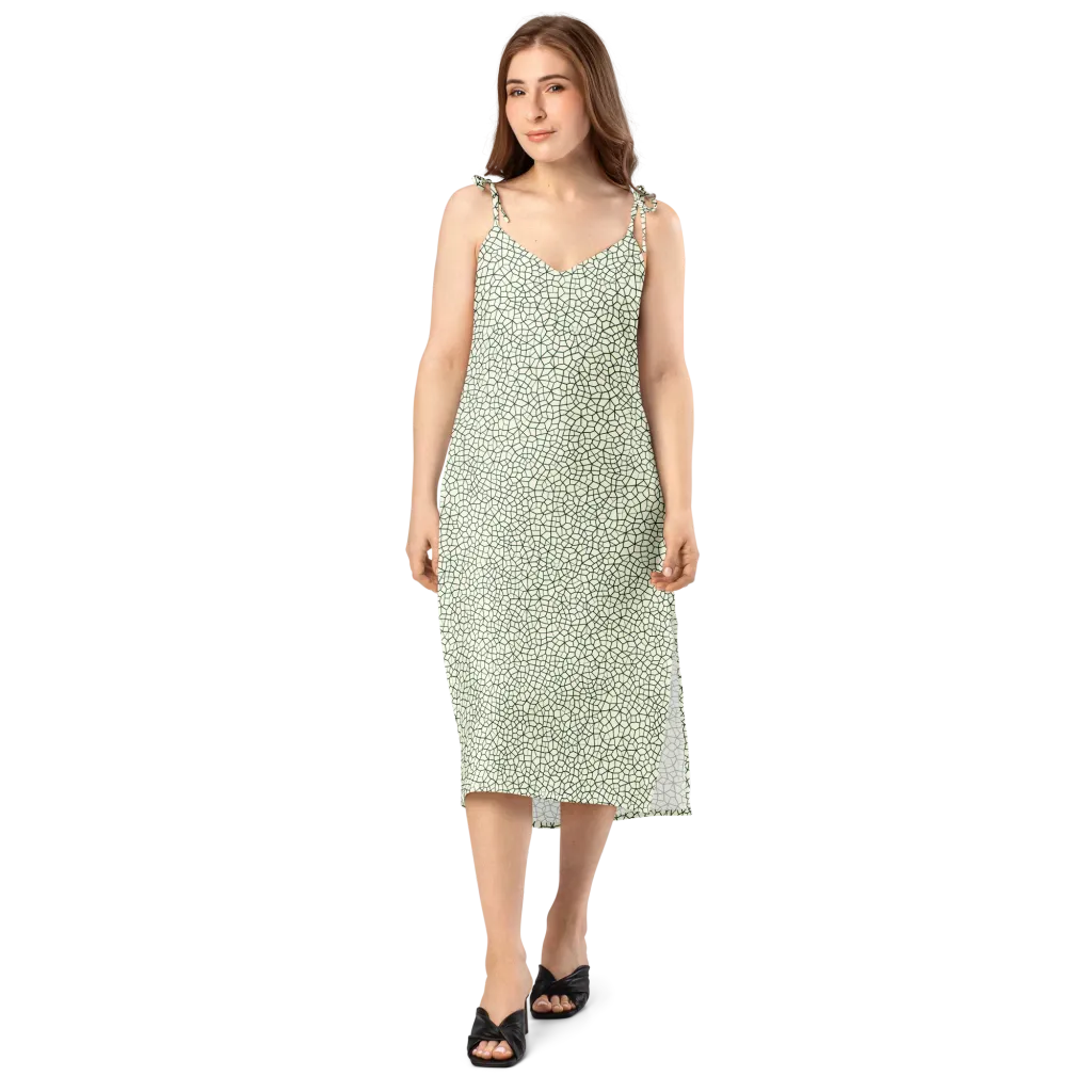 Verdant Fissure on Slip Dress — Front