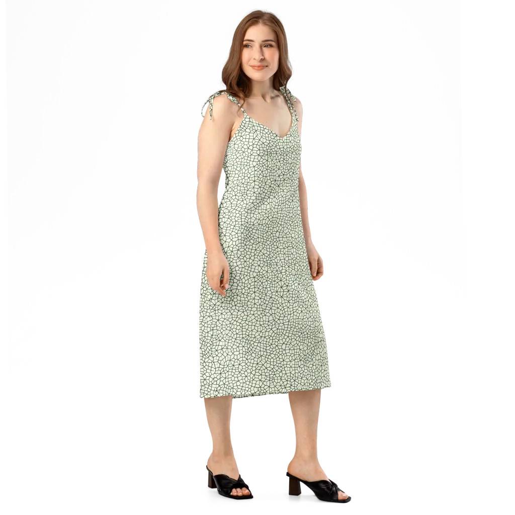 Verdant Fissure on Slip Dress — Right Front
