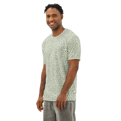 Verdant Fissure on a Men's Cotton Crew Neck T-Shirt