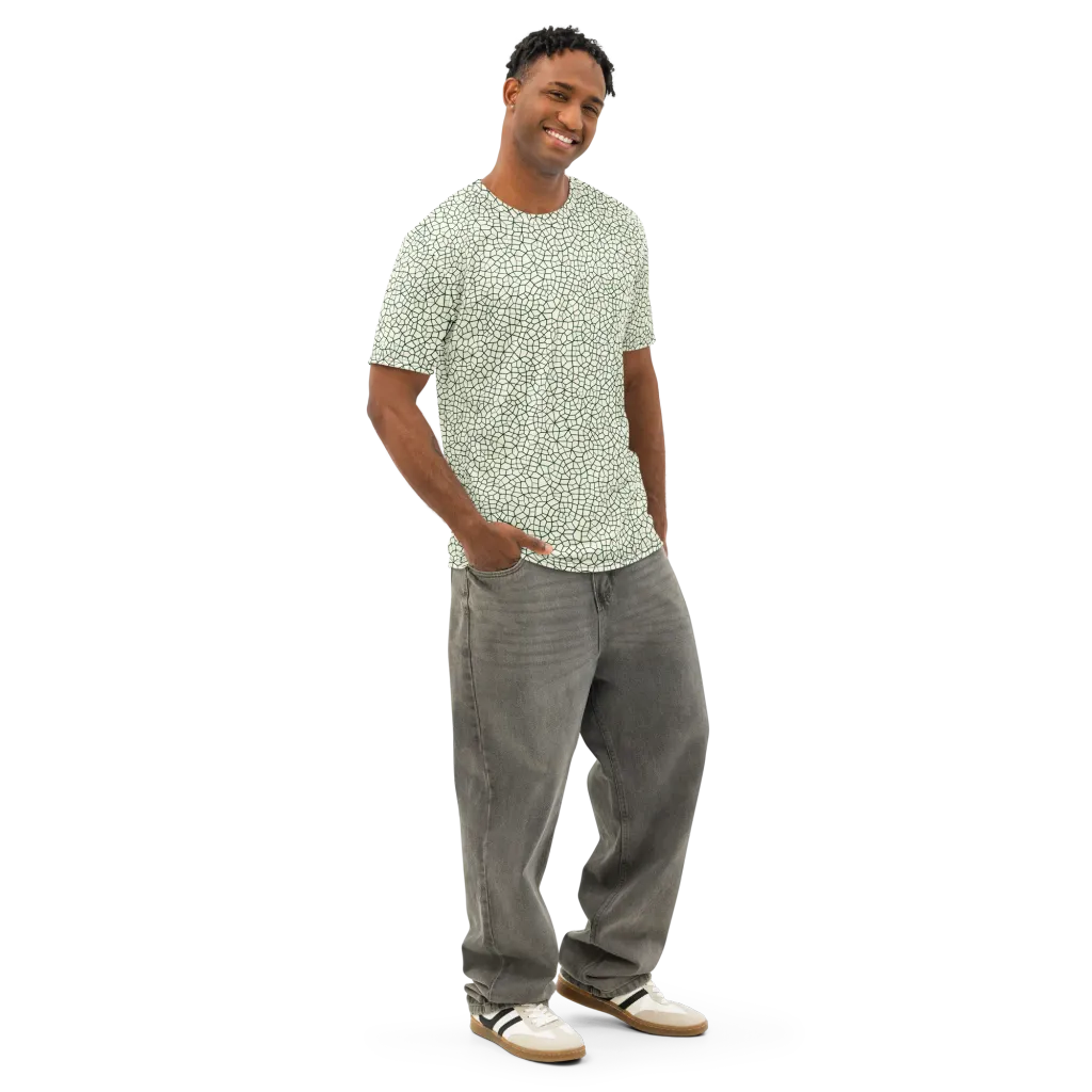 Verdant Fissure on Men's Cotton Crew Neck T-Shirt — Right Front