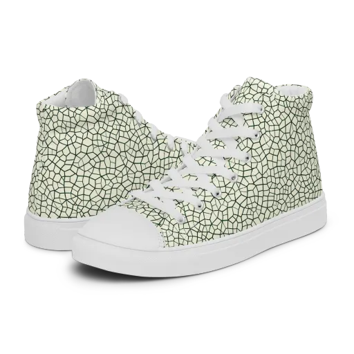 Verdant Fissure on a Men's High Top Canvas Shoes