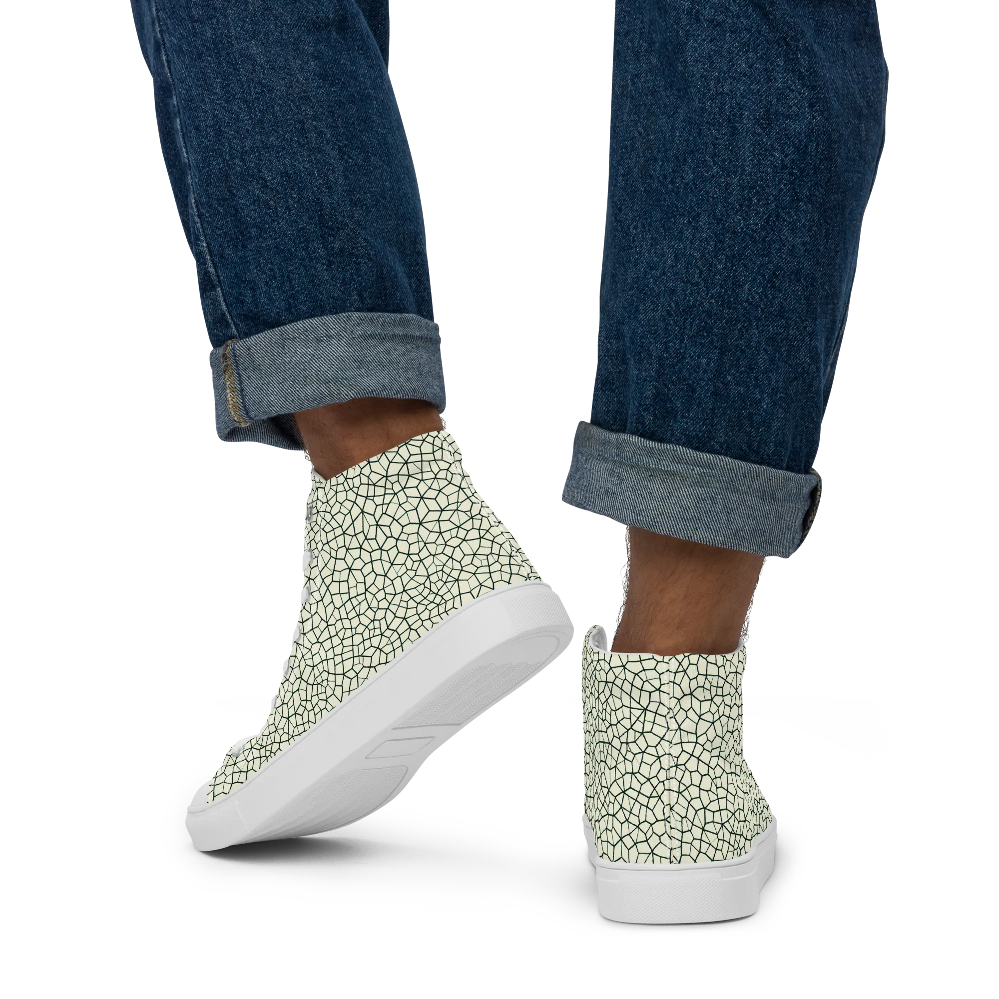 Verdant Fissure on Men's High Top Canvas Shoes — Back