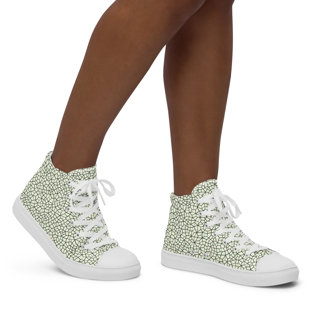Verdant Fissure on Women's High Top Canvas Shoes — Right