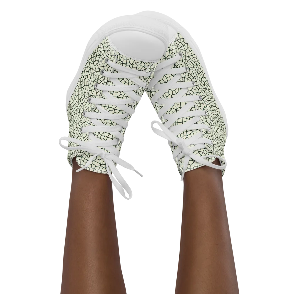 Verdant Fissure on Women's High Top Canvas Shoes — Front