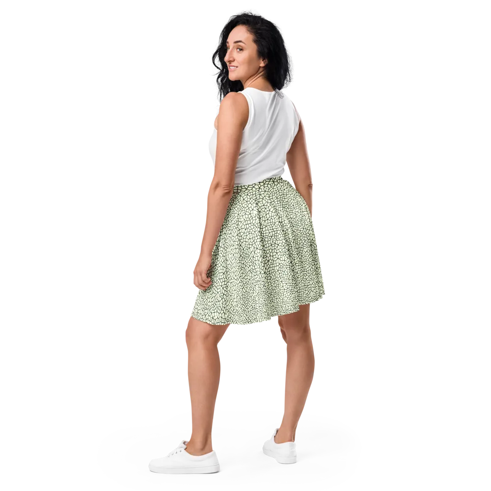Verdant Fissure on Skater Skirt — Back