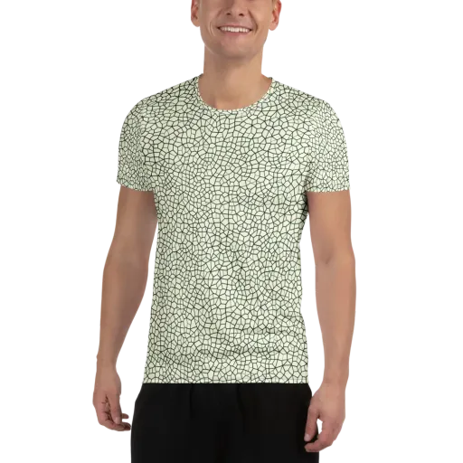 Verdant Fissure on a Men's Athletic T-Shirt