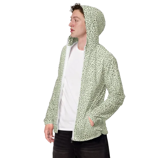 Verdant Fissure on a Men's Windbreaker