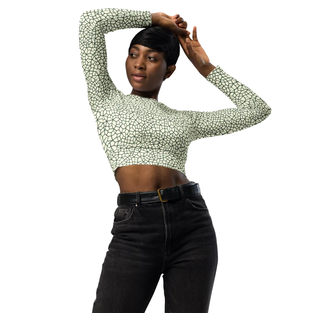 Verdant Fissure on Long Sleeve Crop Top — Front