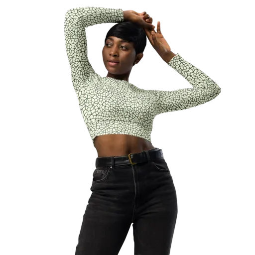 Verdant Fissure on a Long Sleeve Crop Top