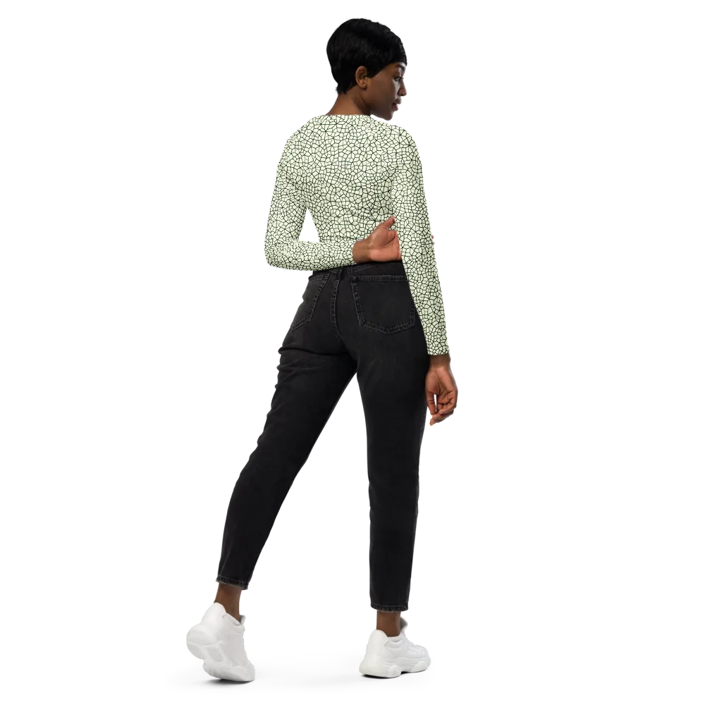 Verdant Fissure on Long Sleeve Crop Top — Right Back