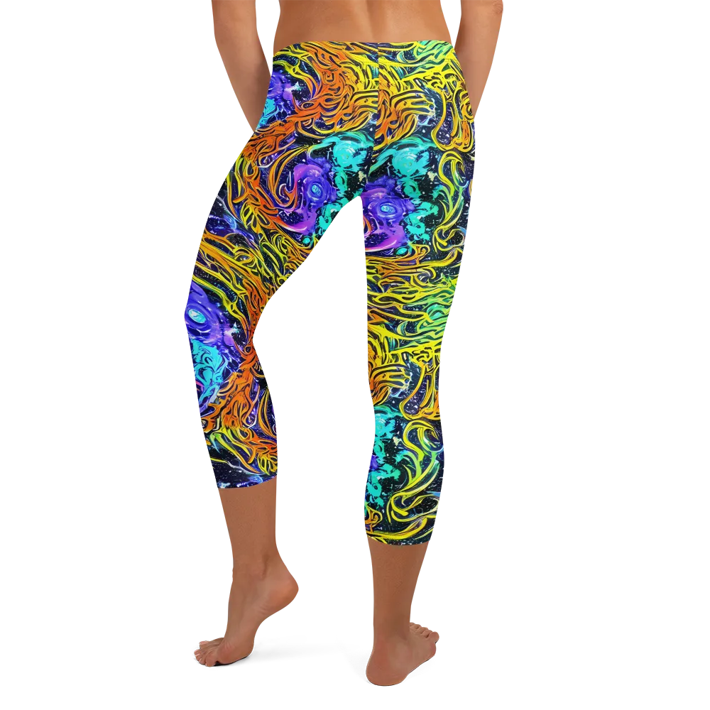 Midnight Cyclone on Capri Leggings — Back