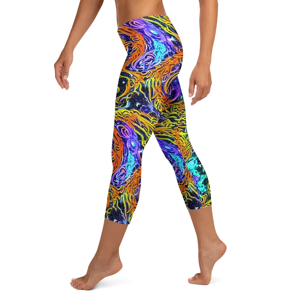 Midnight Cyclone on Capri Leggings — Left