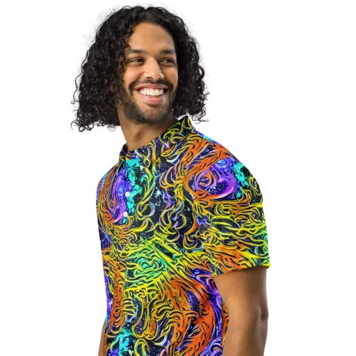 Midnight Cyclone on a Men's Slim Fit Polo Shirt