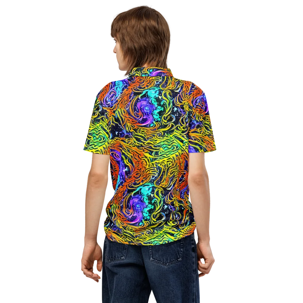 Midnight Cyclone on Men's Slim Fit Polo Shirt — Back