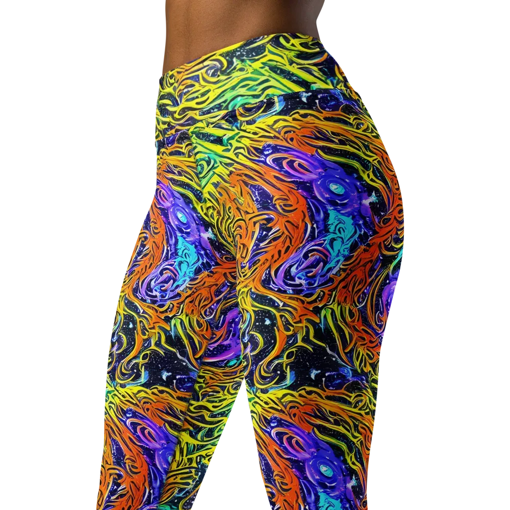 Midnight Cyclone on Yoga Leggings — Left Front