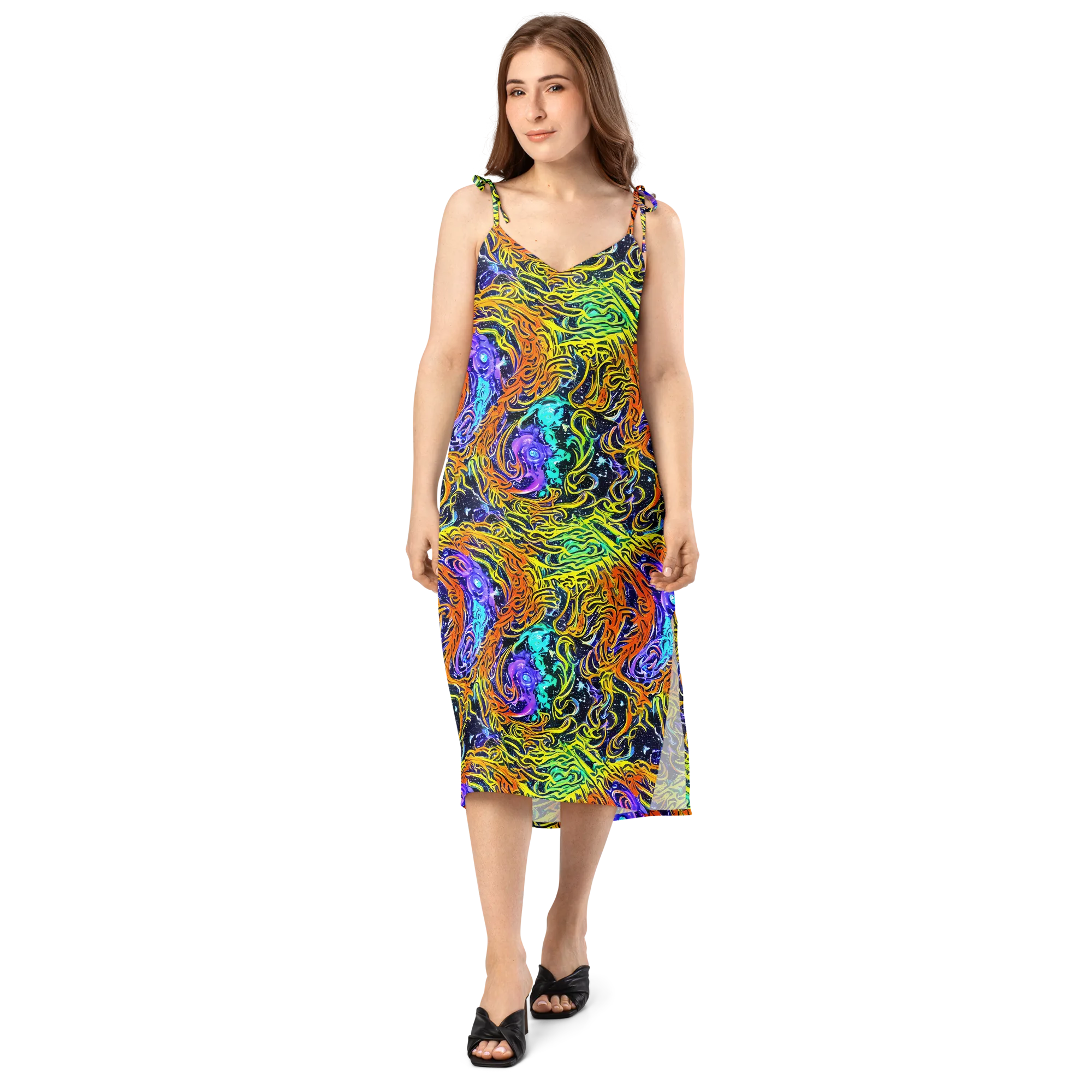 Midnight Cyclone on Slip Dress — Front