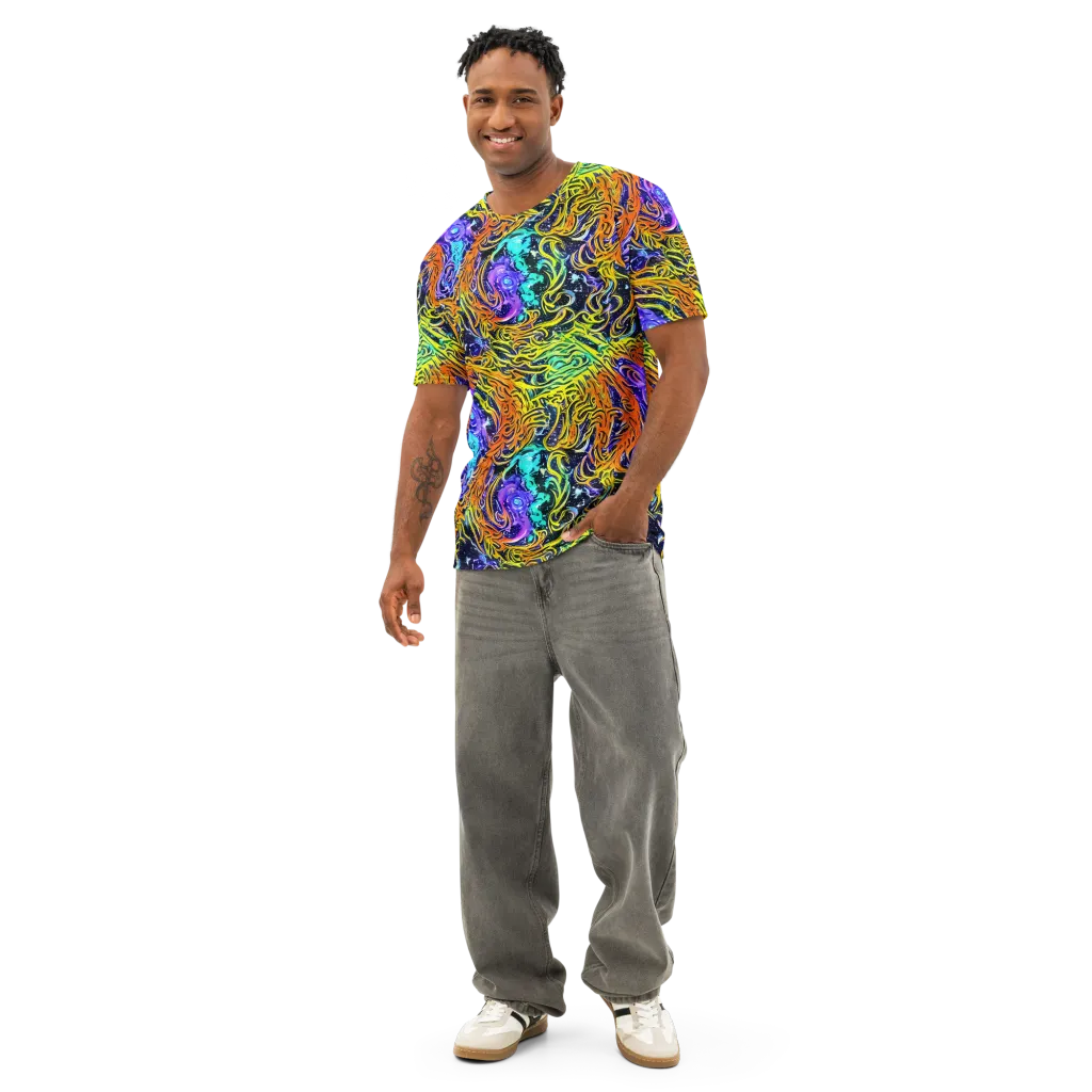 Midnight Cyclone on Men's Cotton Crew Neck T-Shirt — Front