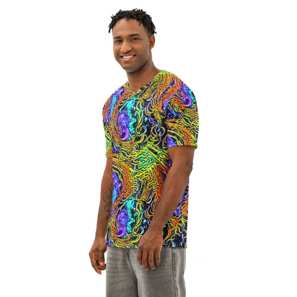 Midnight Cyclone on Men's Cotton Crew Neck T-Shirt — Left Front