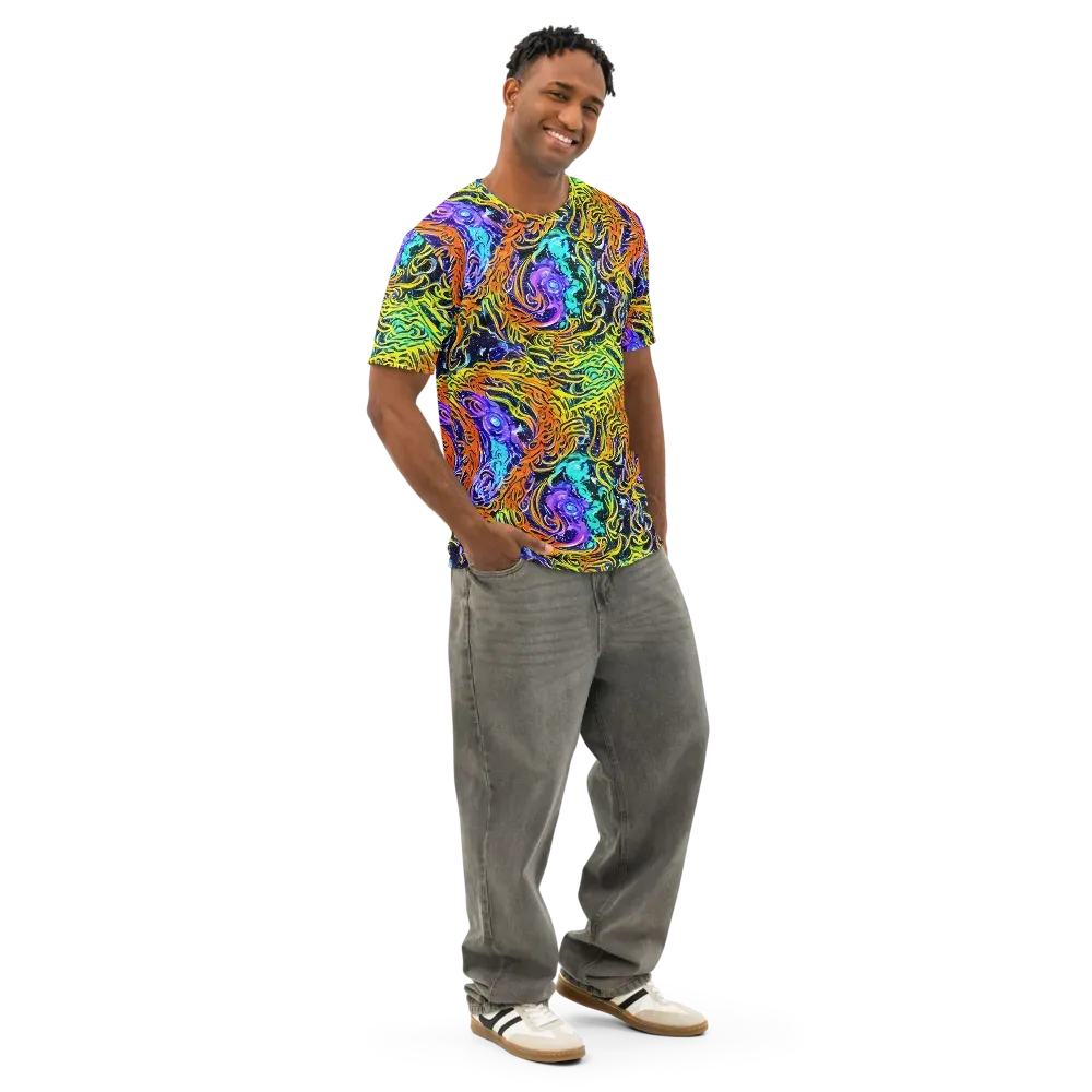 Midnight Cyclone on Men's Cotton Crew Neck T-Shirt — Right Front