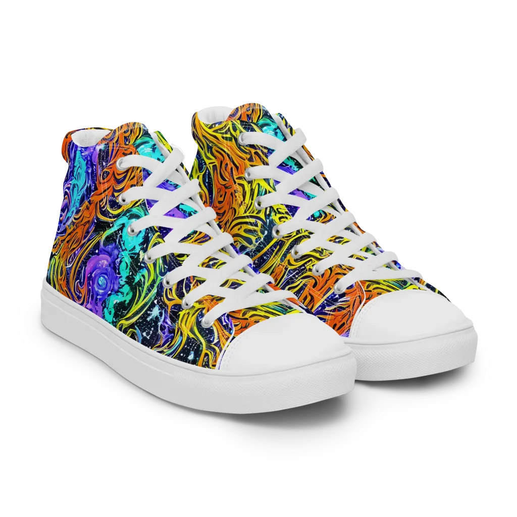 Midnight Cyclone on Men's High Top Canvas Shoes — Right Front