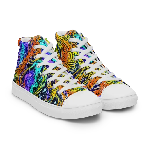Midnight Cyclone on a Men's High Top Canvas Shoes