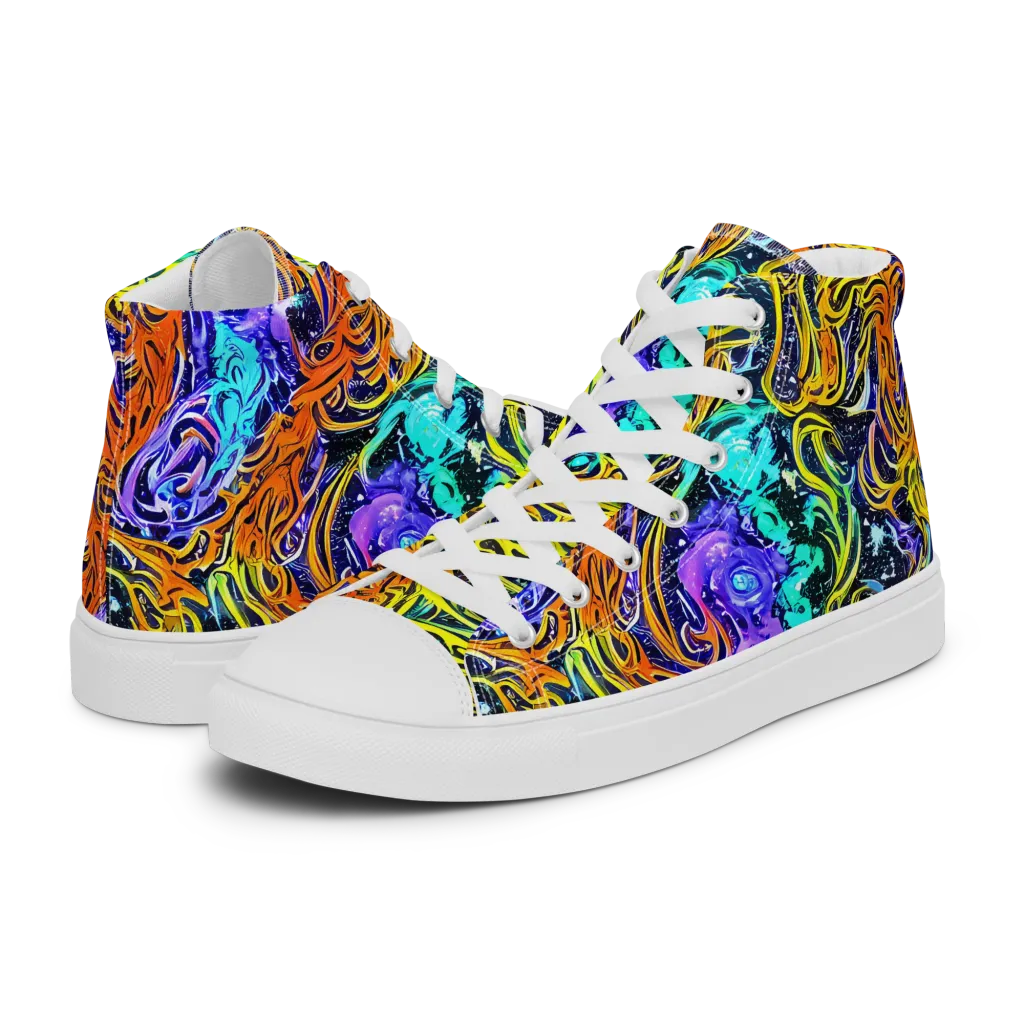 Midnight Cyclone on Men's High Top Canvas Shoes — Left
