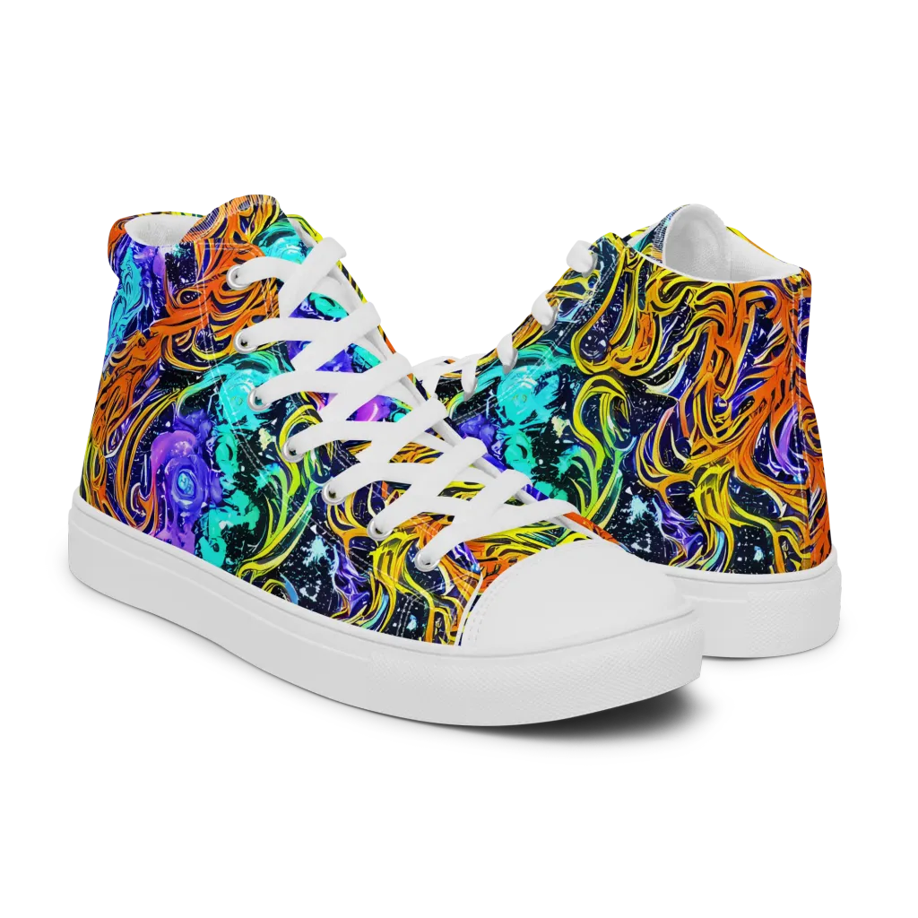 Midnight Cyclone on Men's High Top Canvas Shoes — Right