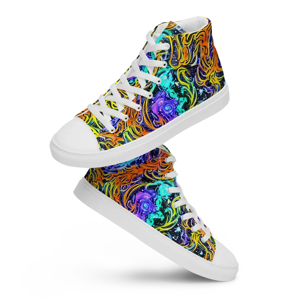 Midnight Cyclone on Men's High Top Canvas Shoes — Front