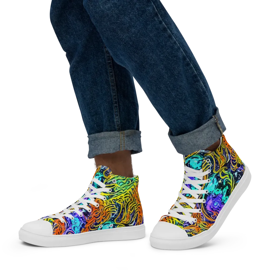 Midnight Cyclone on Men's High Top Canvas Shoes — Left
