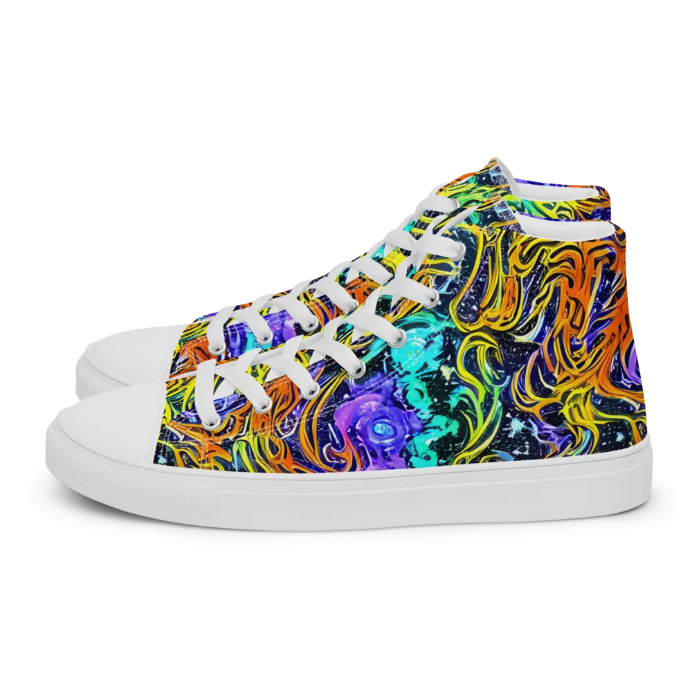 Midnight Cyclone on Women's High Top Canvas Shoes — Left