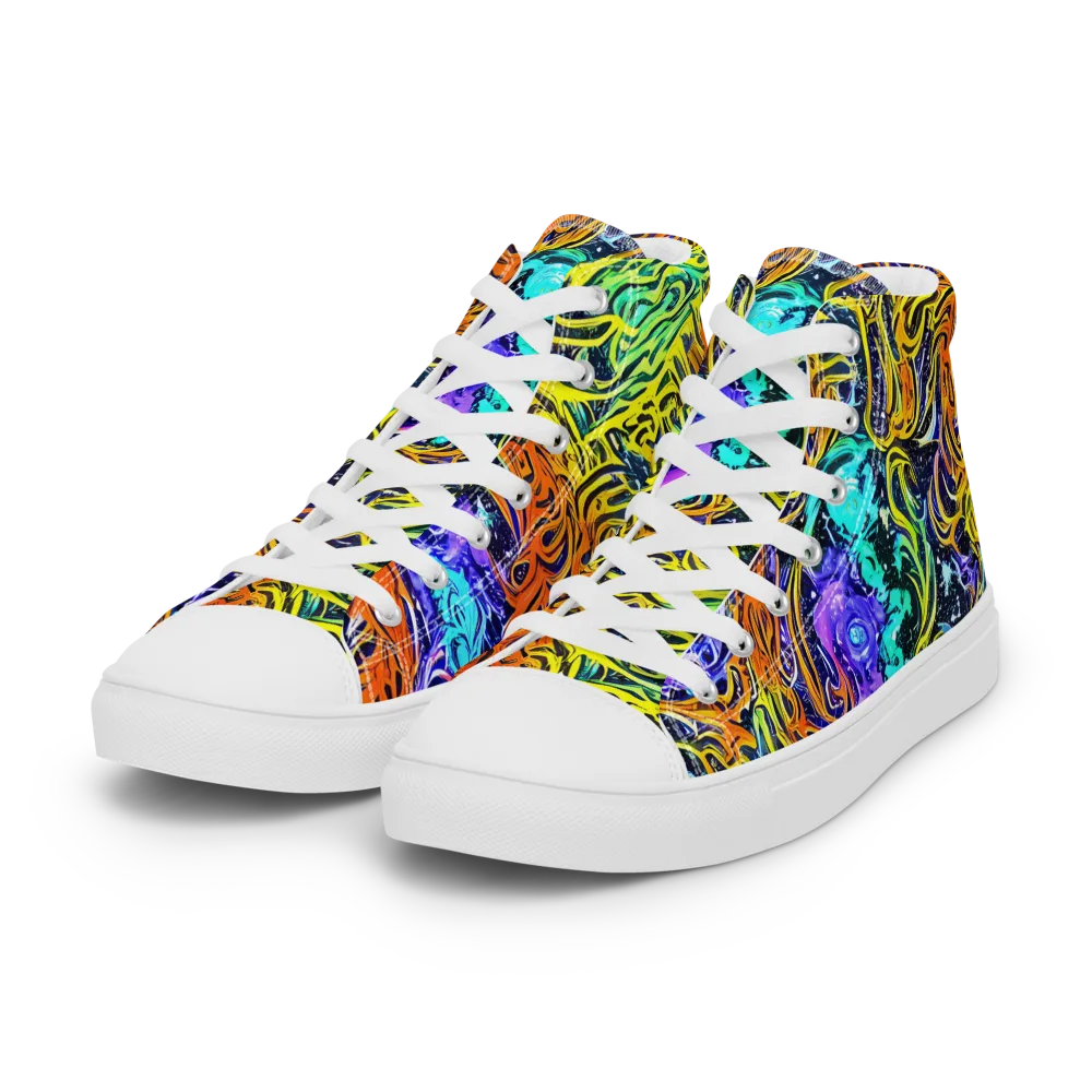 Midnight Cyclone on Women's High Top Canvas Shoes — Left Front